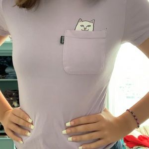 Zumiez lavender middle finger cat tee